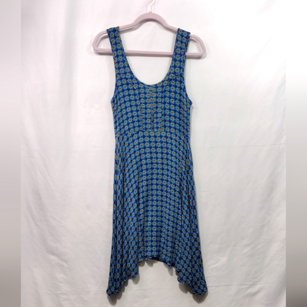 NATURAL LIFE Blue and Yellow Asymmetrical Dress